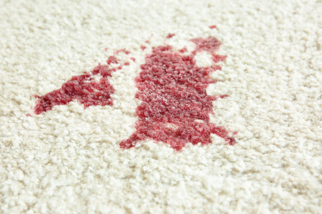 Blood Stains on white carpet.